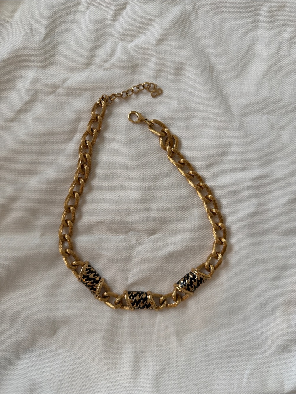 Christian Dior Gold Chain Necklace with Black Accents vintage